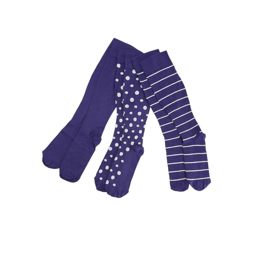 Legacy Women's 3-pack Set Stripe & Dot Compression Socks Lilac